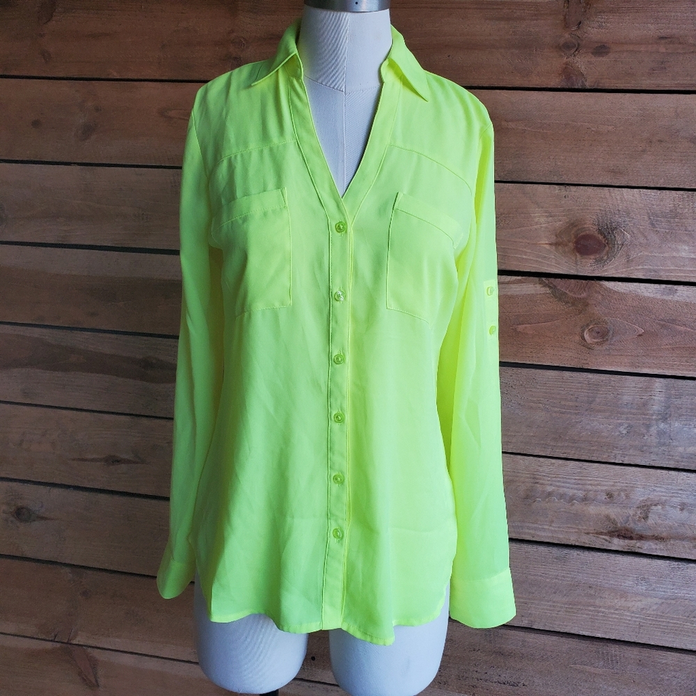 🤏 EXPRESS Highlighter yellow button up - image 4
